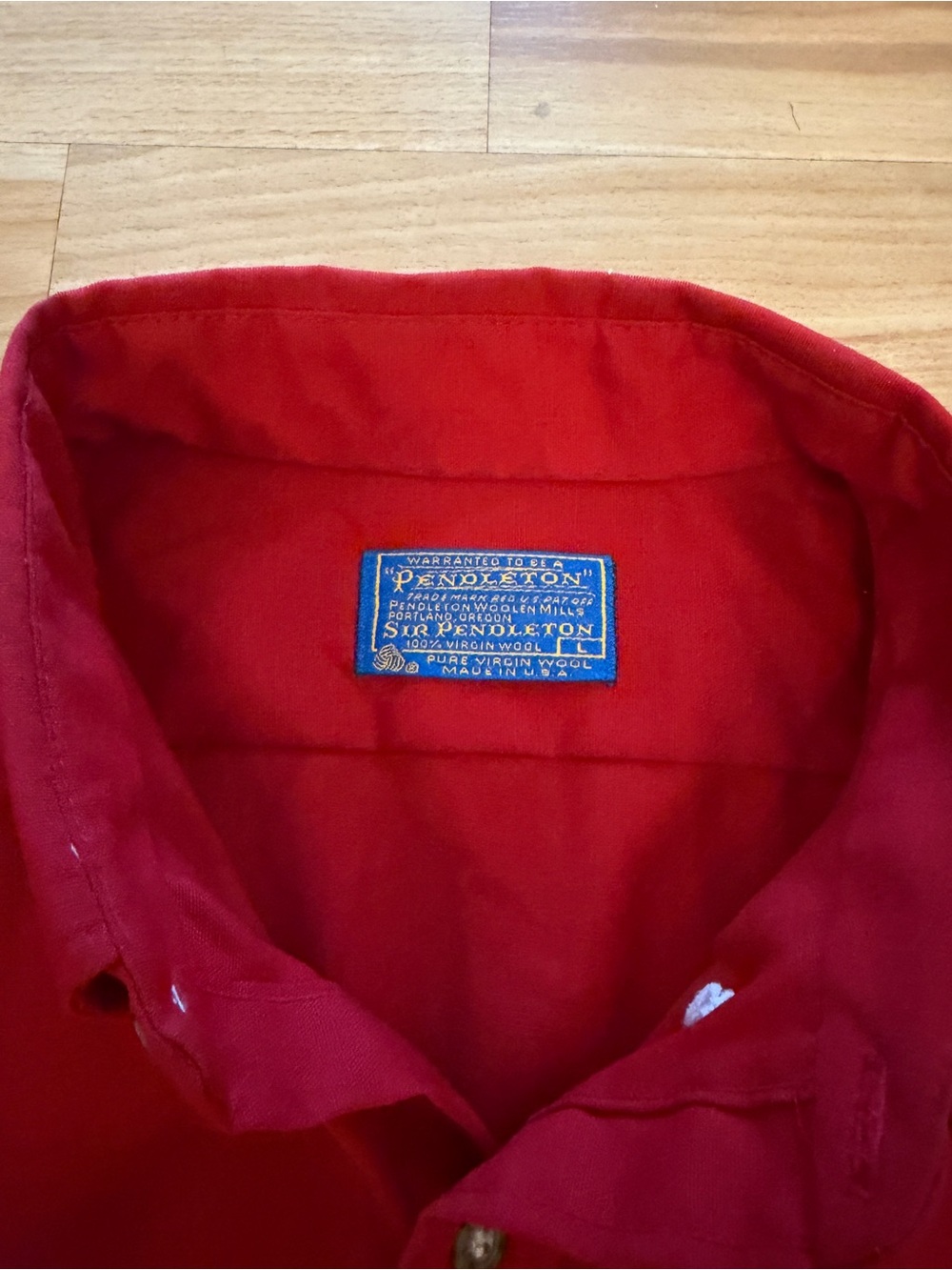 Vintage Sir Pendleton 100% Virgin Wool Button Down Shirt Red Mens Large
